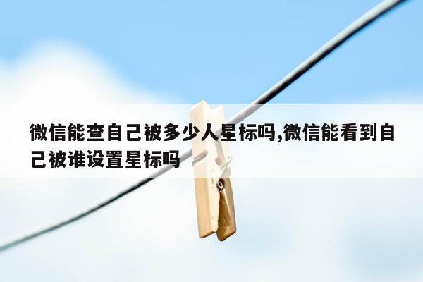 微信能查自己被多少人星标吗,微信能看到自己被谁设置星标吗