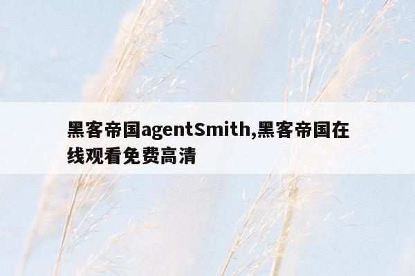 黑客帝国agentSmith,黑客帝国在线观看免费高清