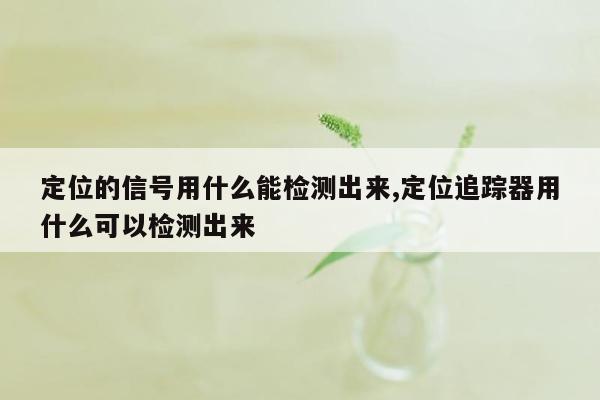 定位的信号用什么能检测出来,定位追踪器用什么可以检测出来