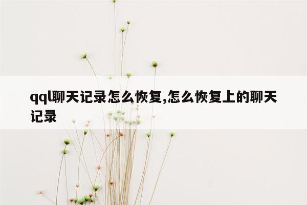 qql聊天记录怎么恢复,怎么恢复上的聊天记录