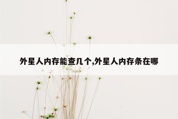 外星人内存能查几个,外星人内存条在哪