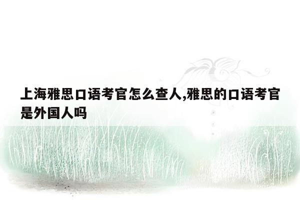 上海雅思口语考官怎么查人,雅思的口语考官是外国人吗