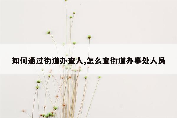 如何通过街道办查人,怎么查街道办事处人员