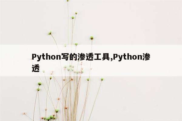 Python写的渗透工具,Python渗透
