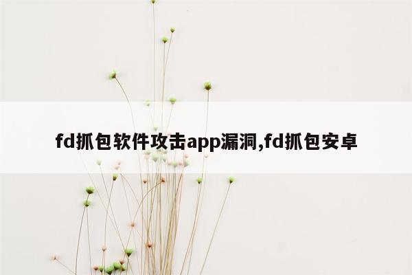 fd抓包软件攻击app漏洞,fd抓包安卓