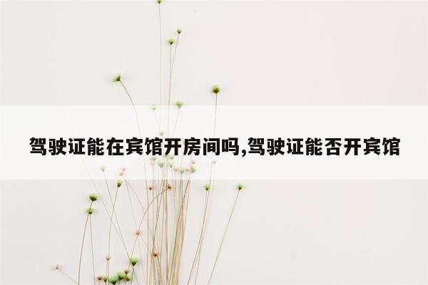 驾驶证能在宾馆开房间吗,驾驶证能否开宾馆