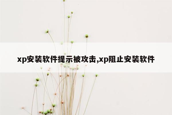 xp安装软件提示被攻击,xp阻止安装软件