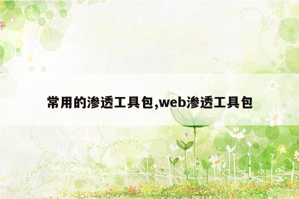 常用的渗透工具包,web渗透工具包