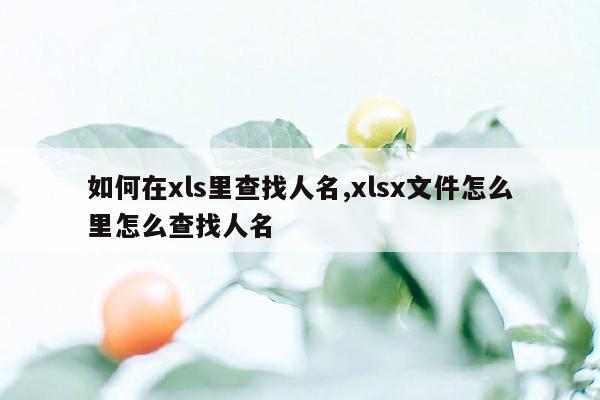 如何在xls里查找人名,xlsx文件怎么里怎么查找人名