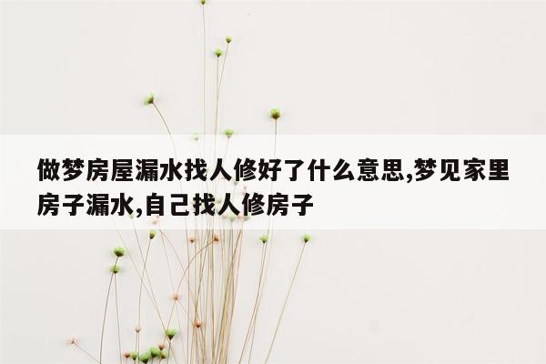 做梦房屋漏水找人修好了什么意思,梦见家里房子漏水,自己找人修房子