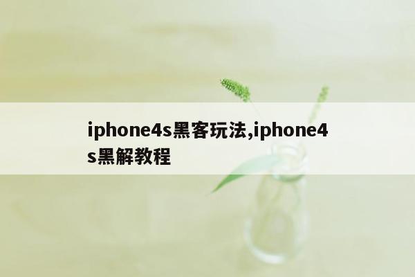 iphone4s黑客玩法,iphone4s黑解教程