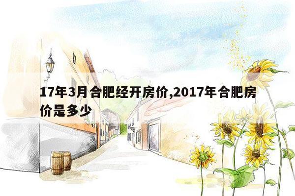 17年3月合肥经开房价,2017年合肥房价是多少