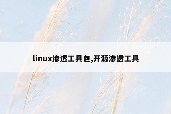 linux渗透工具包,开源渗透工具