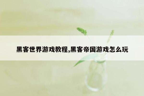 黑客世界游戏教程,黑客帝国游戏怎么玩