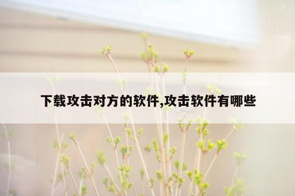 下载攻击对方的软件,攻击软件有哪些