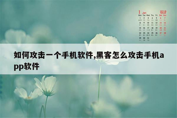 如何攻击一个手机软件,黑客怎么攻击手机app软件