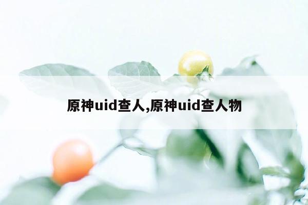 原神uid查人,原神uid查人物