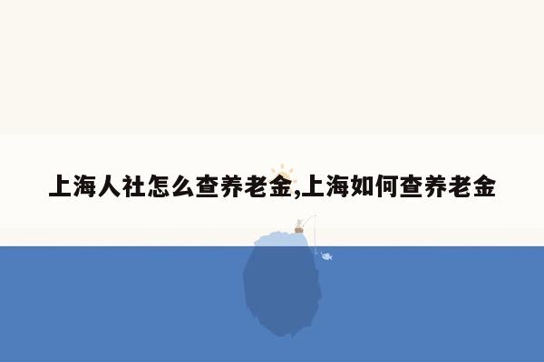 上海人社怎么查养老金,上海如何查养老金