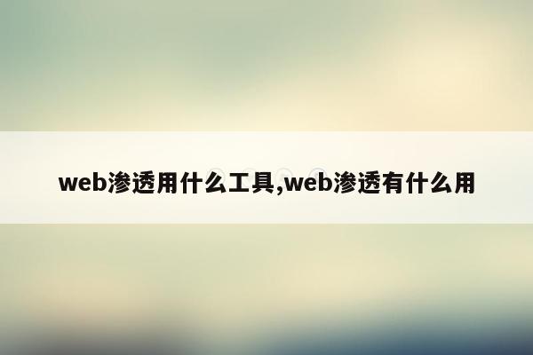 web渗透用什么工具,web渗透有什么用