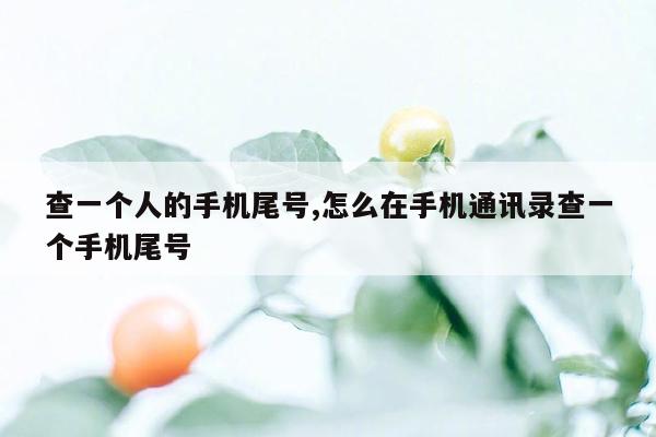 查一个人的手机尾号,怎么在手机通讯录查一个手机尾号