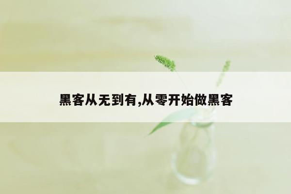 黑客从无到有,从零开始做黑客