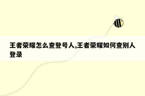 王者荣耀怎么查登号人,王者荣耀如何查别人登录