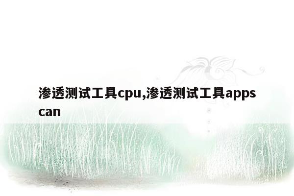 渗透测试工具cpu,渗透测试工具appscan