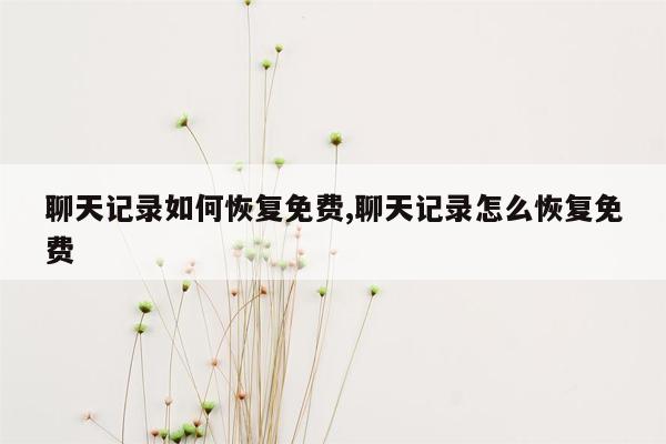 聊天记录如何恢复免费,聊天记录怎么恢复免费