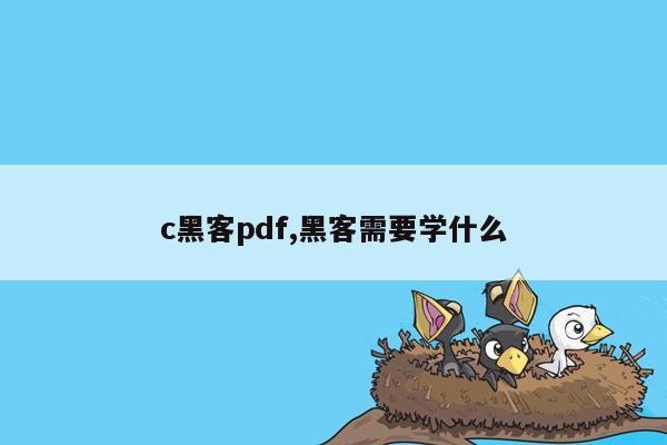 c黑客pdf,黑客需要学什么