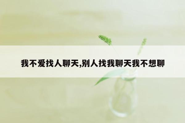 我不爱找人聊天,别人找我聊天我不想聊