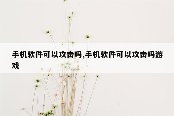 手机软件可以攻击吗,手机软件可以攻击吗游戏