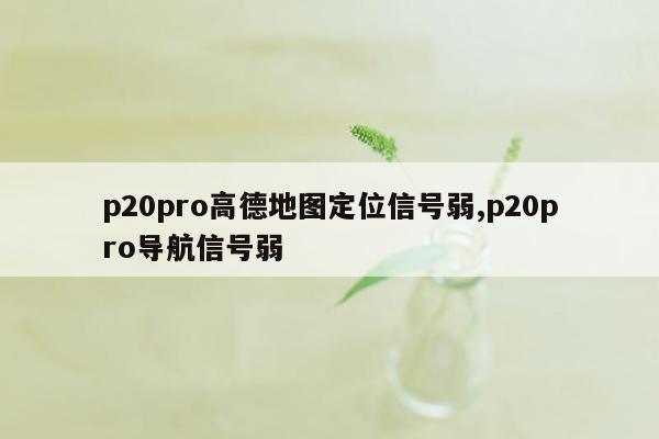 p20pro高德地图定位信号弱,p20pro导航信号弱