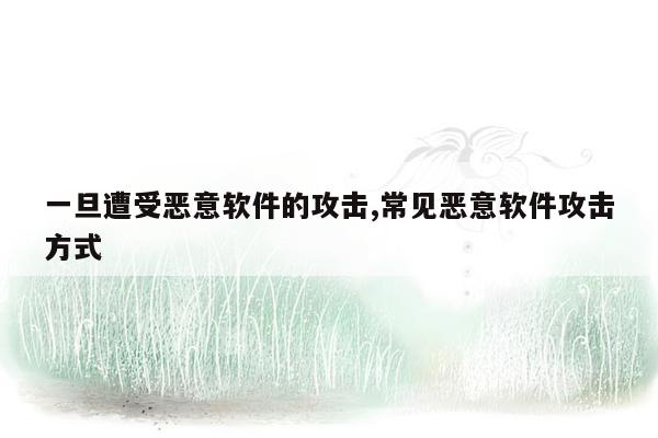 一旦遭受恶意软件的攻击,常见恶意软件攻击方式