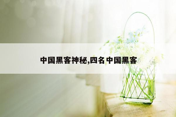 中国黑客神秘,四名中国黑客