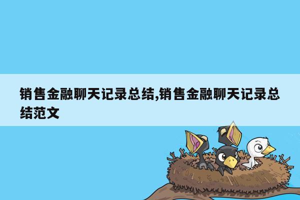 销售金融聊天记录总结,销售金融聊天记录总结范文