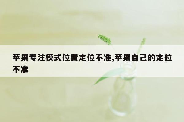 苹果专注模式位置定位不准,苹果自己的定位不准