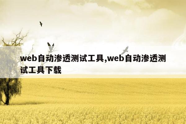 web自动渗透测试工具,web自动渗透测试工具下载