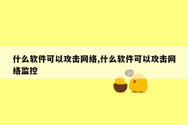 什么软件可以攻击网络,什么软件可以攻击网络监控