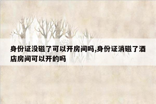 身份证没磁了可以开房间吗,身份证消磁了酒店房间可以开的吗