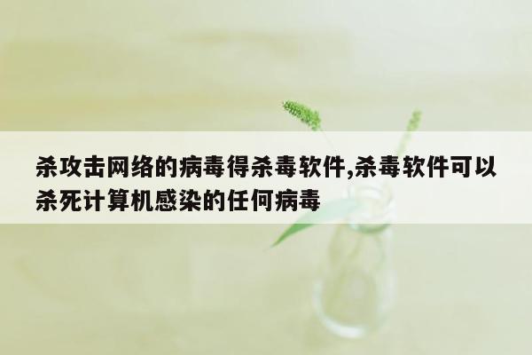 杀攻击网络的病毒得杀毒软件,杀毒软件可以杀死计算机感染的任何病毒