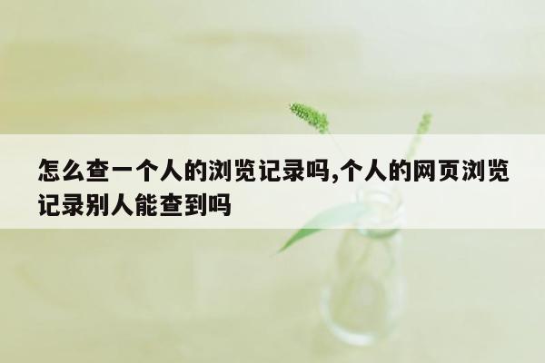 怎么查一个人的浏览记录吗,个人的网页浏览记录别人能查到吗