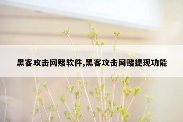 黑客攻击网赌软件,黑客攻击网赌提现功能