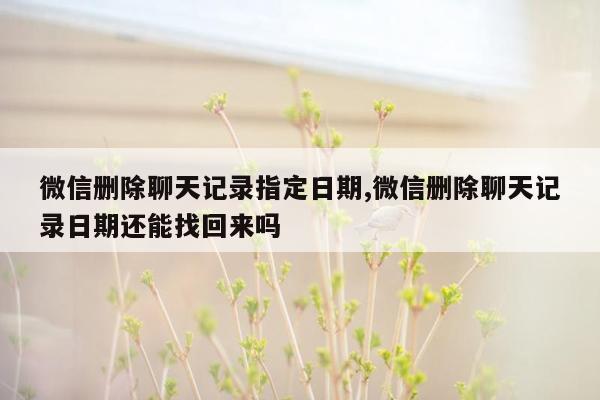 微信删除聊天记录指定日期,微信删除聊天记录日期还能找回来吗