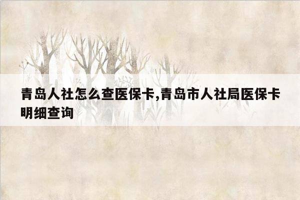 青岛人社怎么查医保卡,青岛市人社局医保卡明细查询