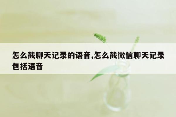 怎么截聊天记录的语音,怎么截微信聊天记录包括语音