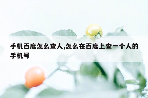 手机百度怎么查人,怎么在百度上查一个人的手机号