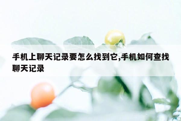 手机上聊天记录要怎么找到它,手机如何查找聊天记录