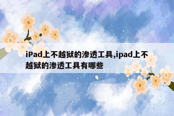 iPad上不越狱的渗透工具,ipad上不越狱的渗透工具有哪些
